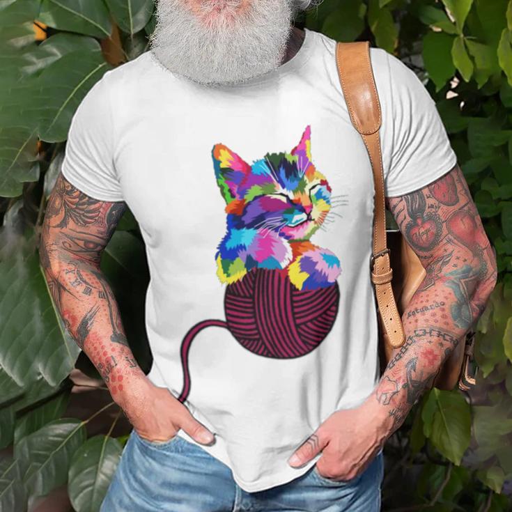 Cute Cat Gift For Kitten Lovers Colorful Art Kitty Adoption Unisex T-Shirt Gifts for Old Men