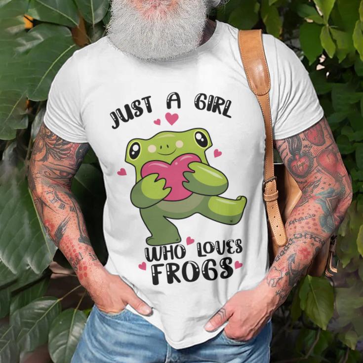 Cute Frog Just A Girl Who Loves Frogs Funny Frog Lover Gift For Girl Frog Lover Unisex T-Shirt Gifts for Old Men