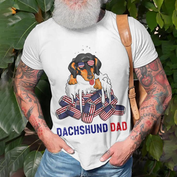 Dachshund Dad Beer Drinking 4Th Of July Us Flag Patriotic Unisex T-Shirt Gifts for Old Men