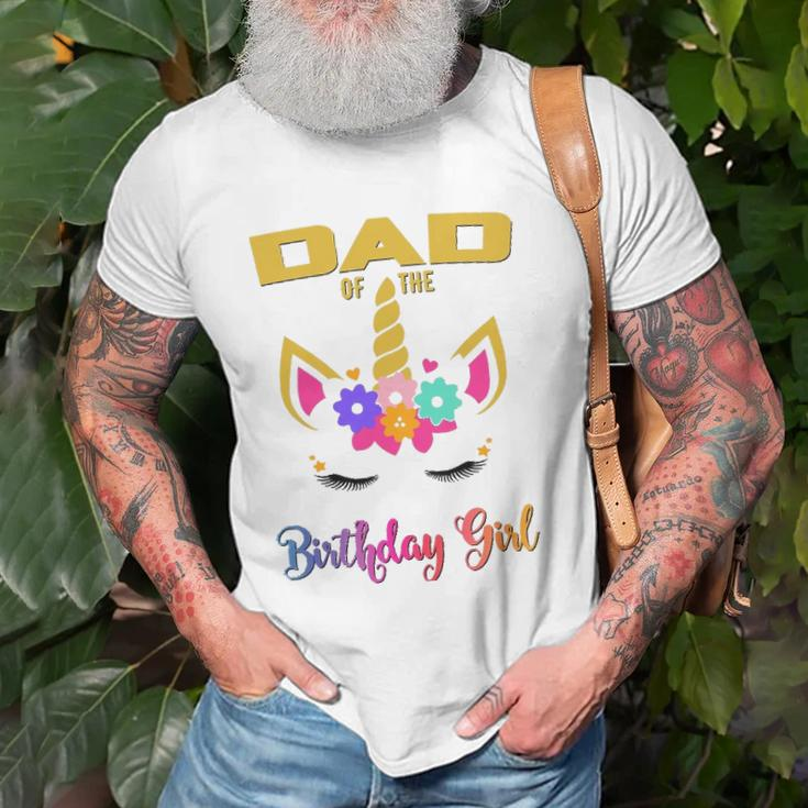 Dad Of The Birthday Girl Unicorn Matching Unisex T-Shirt Gifts for Old Men