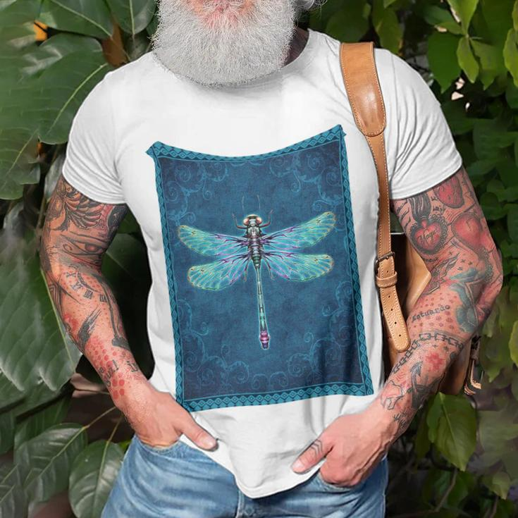 Dragonfly With Floral Vintage Unisex T-Shirt Gifts for Old Men