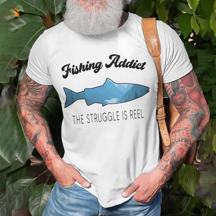 Fishing Lovers Fishing Addict The Struggle Is Reel Unisex T-Shirt Gifts for Old Men