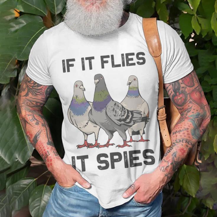 Funny Birds Pun Pigeon If It Flies It Spies Birds Are Liars Unisex T-Shirt Gifts for Old Men