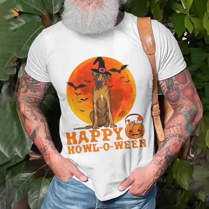 Funny Rhodesian Ridgeback Dog Halloween Happy Howl-O-Ween Unisex T-Shirt Gifts for Old Men