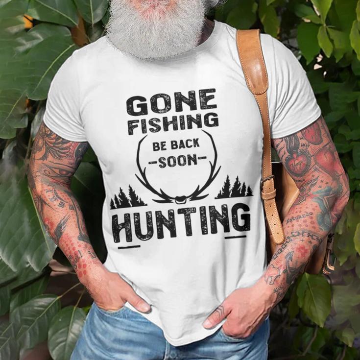 Gone Fishing Be Back Soon Hunting Unisex T-Shirt Gifts for Old Men