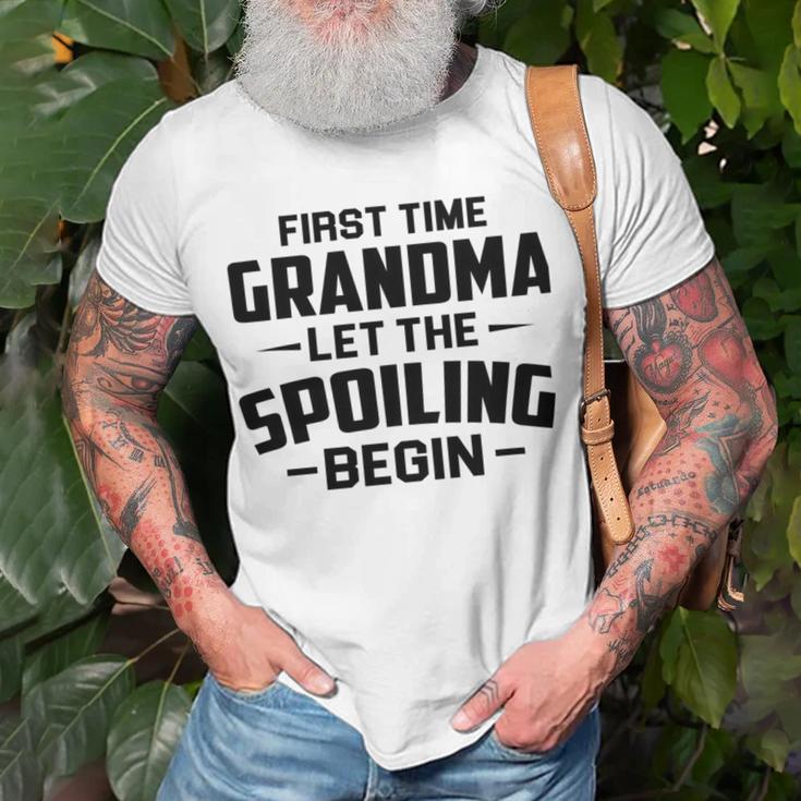 Grandma Let The Spoiling Begin Gift First Time Grandma Unisex T-Shirt Gifts for Old Men