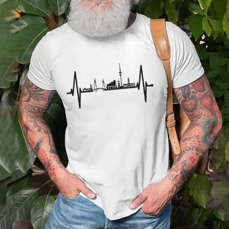 Hamburg Skyline Heartbeat Germany Lover I Love Hamburg Unisex T-Shirt Gifts for Old Men
