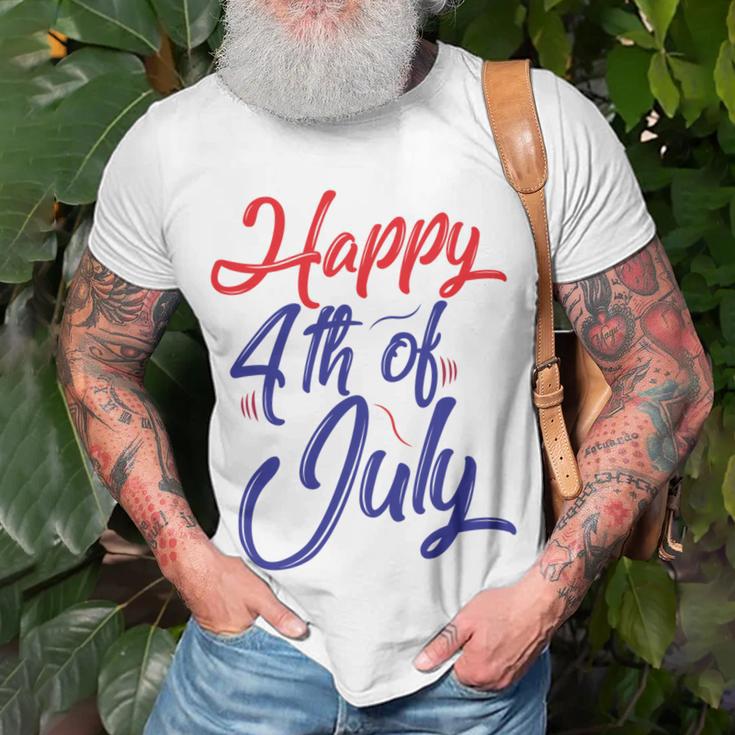 Happy 4Th Of July Dark Red Blue Text Unisex T-Shirt Gifts for Old Men