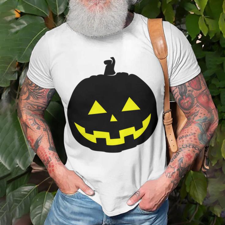 Happy Halloween Scary Black Pumpkin Pattern Unisex T-Shirt Gifts for Old Men