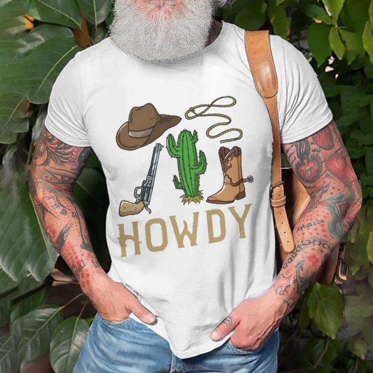 Howdy Cowboy Western Country Cowboy Hat Boots Unisex T-Shirt Gifts for Old Men