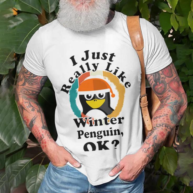 I Really Like Winter Penguin Ok Unisex T-Shirt Gifts for Old Men