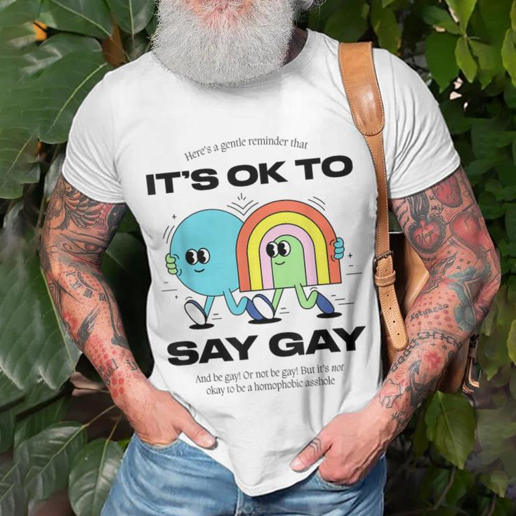 Its Ok To Say Gay Florida Lgbt Gay Pride Protect Trans Kids Unisex T-Shirt Gifts for Old Men