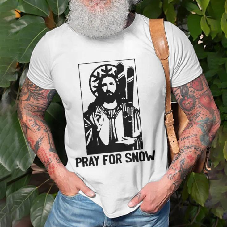 Jesus Christmas Pray For Snow Unisex T-Shirt Gifts for Old Men