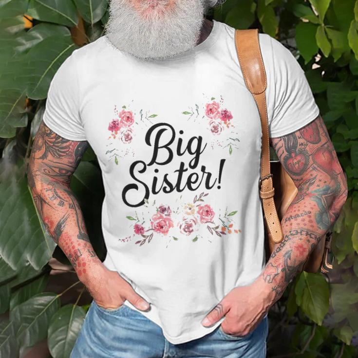 Kids Cute Big Sister Floral Design Toddler Girl Unisex T-Shirt Gifts for Old Men