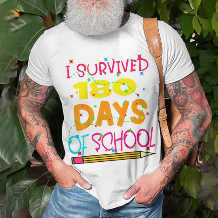Kids Funny I Survived 180 Days Of School Last Day Of School Unisex T-Shirt Gifts for Old Men