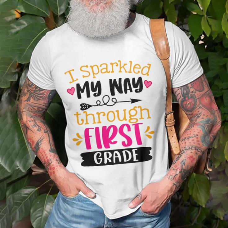Kids I Sparkled My Way Through First Grade Last Day Of School Unisex T-Shirt Gifts for Old Men