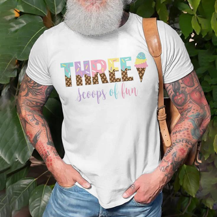 Kids Three Scoops Of Fun Ice Cream Girls 3Rd Birthday Unisex T-Shirt Gifts for Old Men