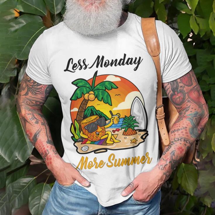 Less Monday More Summer Funny Pineapple Gift Pineapple Lover Unisex T-Shirt Gifts for Old Men