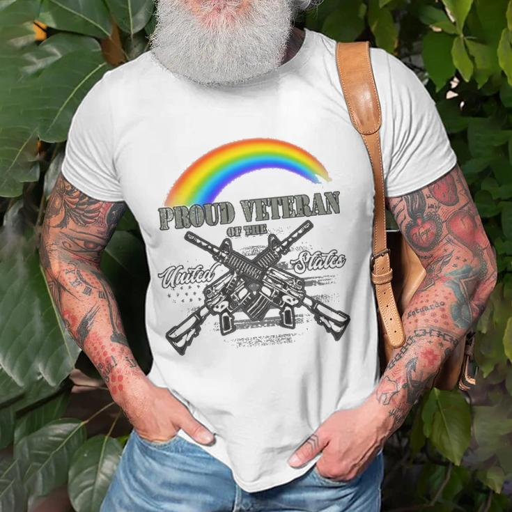 Lgbtq July 4Th American Flag Rainbow Proud Veteran Unisex T-Shirt Gifts for Old Men