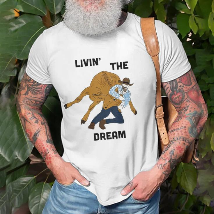 Livin The Dream Rodeo Cowboy Unisex T-Shirt Gifts for Old Men