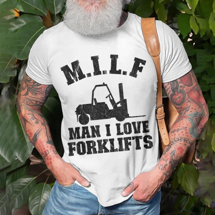 MILF Man I Love Forklifts Jokes Funny Forklift Driver Unisex T-Shirt Gifts for Old Men