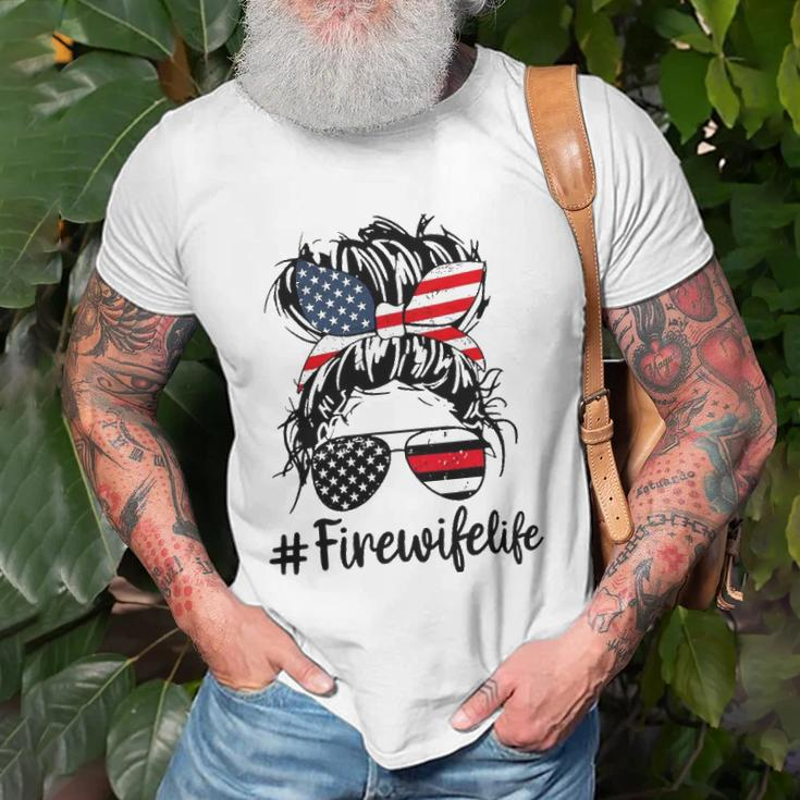 Mom Life And Fire Wife Firefighter Patriotic American Unisex T-Shirt Gifts for Old Men