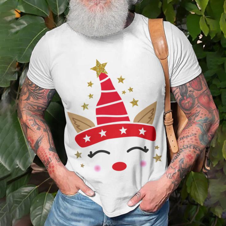 New Christmas Unicorn Face Santicorn Cute Unisex T-Shirt Gifts for Old Men