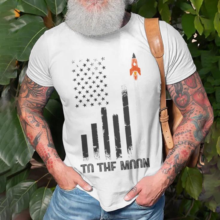 Official To The Moon Distressed Us Flag Stock Market Amc Gme Investor Cryptocurrency Investor Funny Unisex T-Shirt Gifts for Old Men