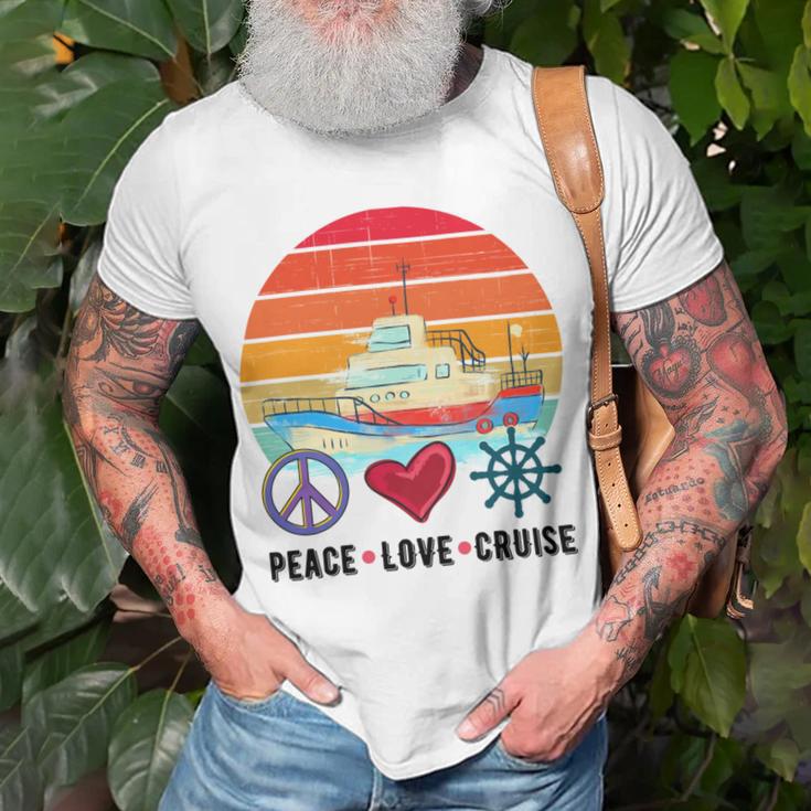 Peace Love Cruising Family Cruise Vacation Matching Gift Unisex T-Shirt Gifts for Old Men