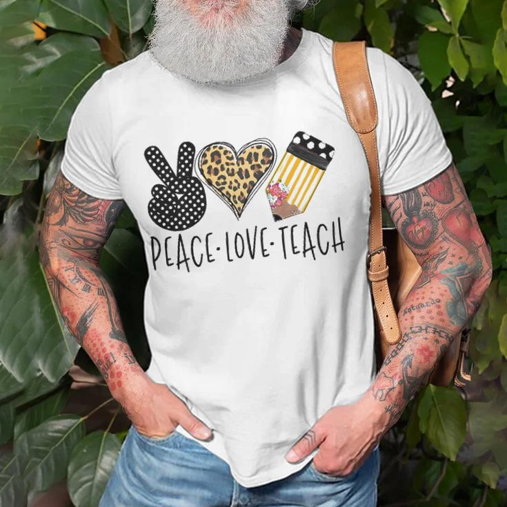 Peace Love Teach Back To School Teacher Gift Unisex T-Shirt Gifts for Old Men