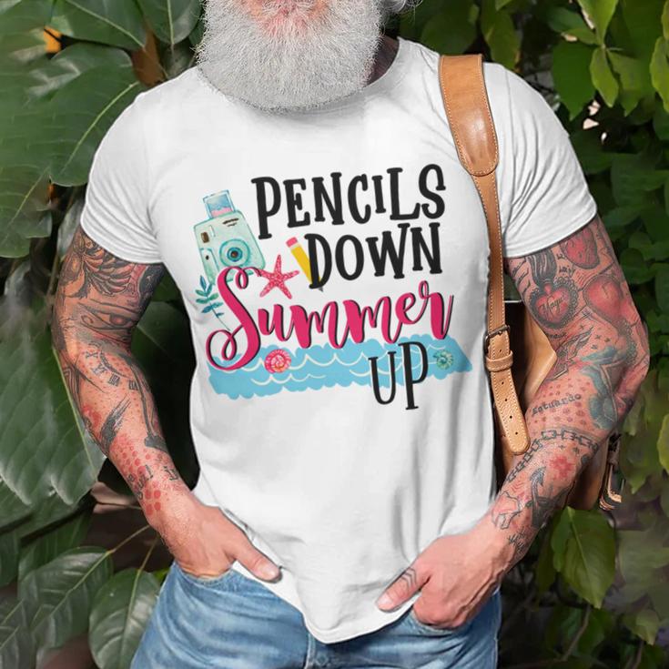 Pencils Down Summer Up Unisex T-Shirt Gifts for Old Men