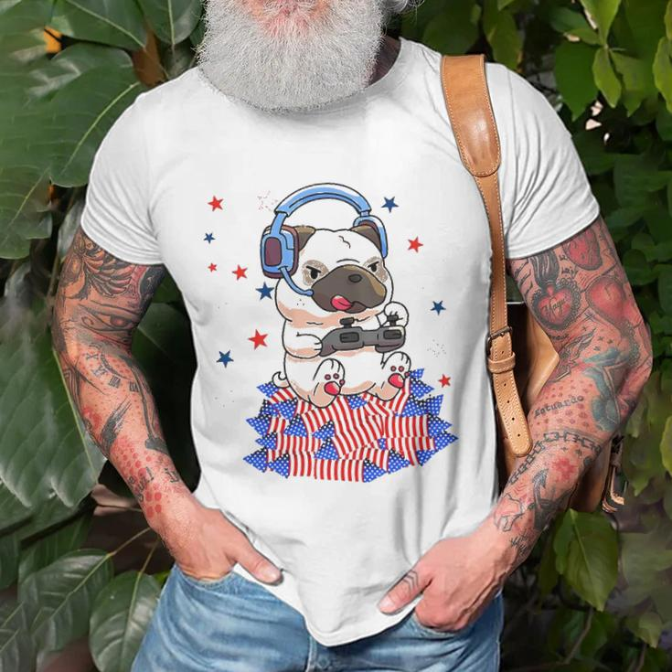 Pug Game Puppy Controller 4Th Of July Boys Kids Video Gamer Unisex T-Shirt Gifts for Old Men