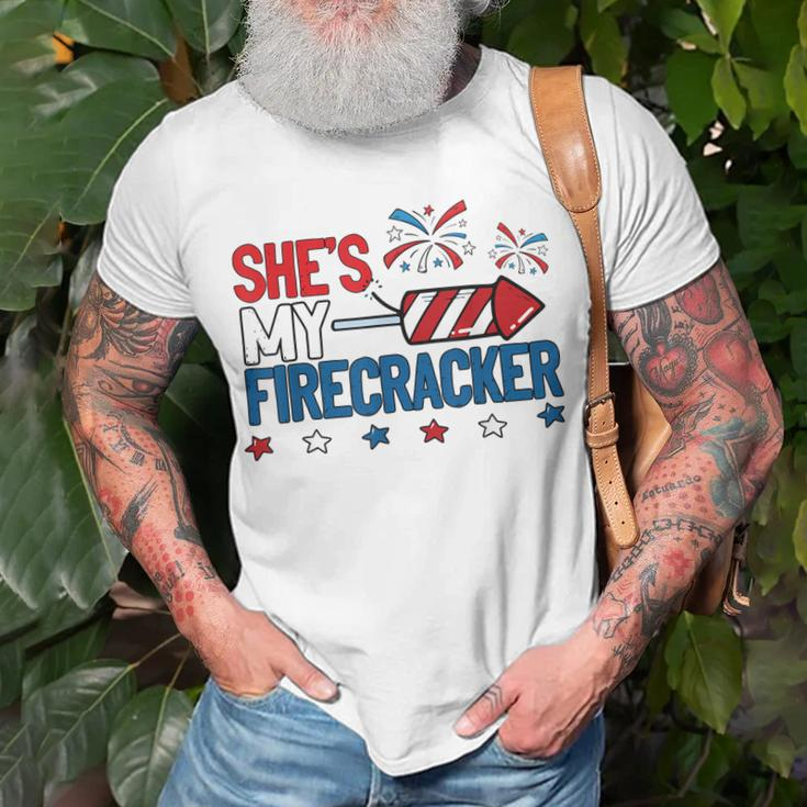 Shes My Firecracker 4Th July Matching Couples His And Hers Unisex T-Shirt Gifts for Old Men
