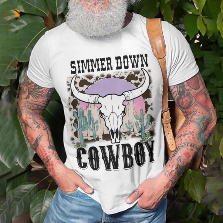 Simmer Down Cowboy Western Style Gift Unisex T-Shirt Gifts for Old Men