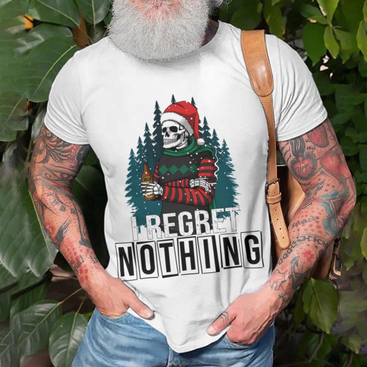 Skeleton Santa I Regret Nothing Christmas Unisex T-Shirt Gifts for Old Men