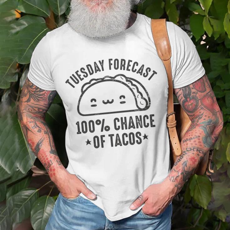 Tasty Taco Tuesday Forecast 100 Chance Of Tacos Unisex T-Shirt Gifts for Old Men