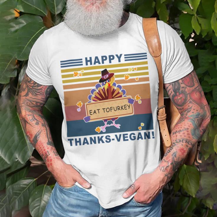 Turkey Happy Thanks Vegan Turkey Vintage Retro Unisex T-Shirt Gifts for Old Men