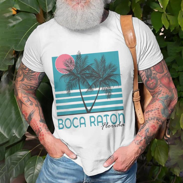 Womens Boca Raton Florida Souvenirs Fl Palm Tree Vintage Unisex T-Shirt Gifts for Old Men