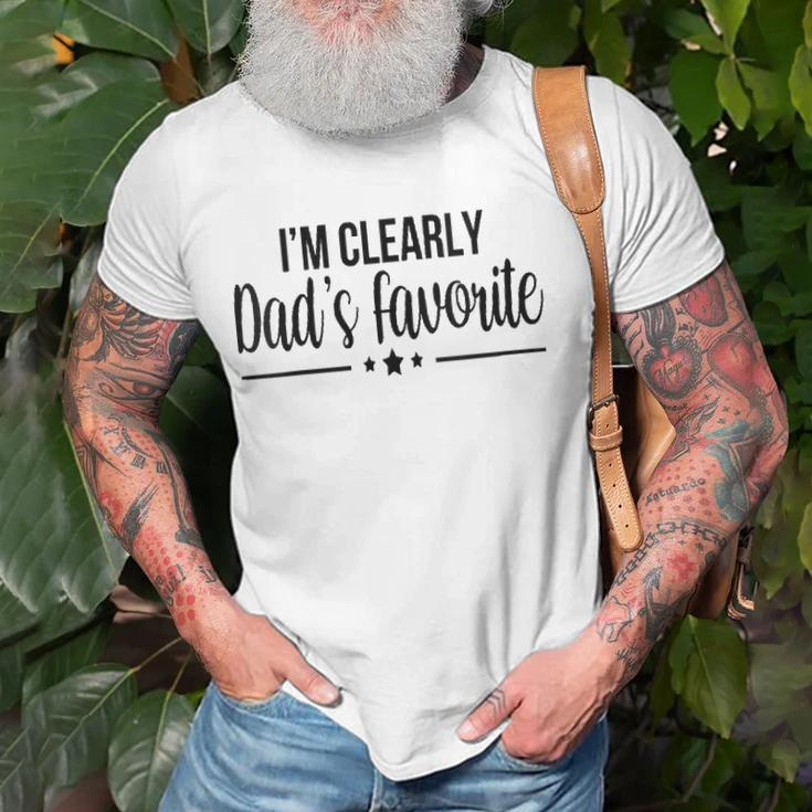 Womens Im Clearly Dads Favorite Son Daughter Funny Cute Unisex T-Shirt Gifts for Old Men