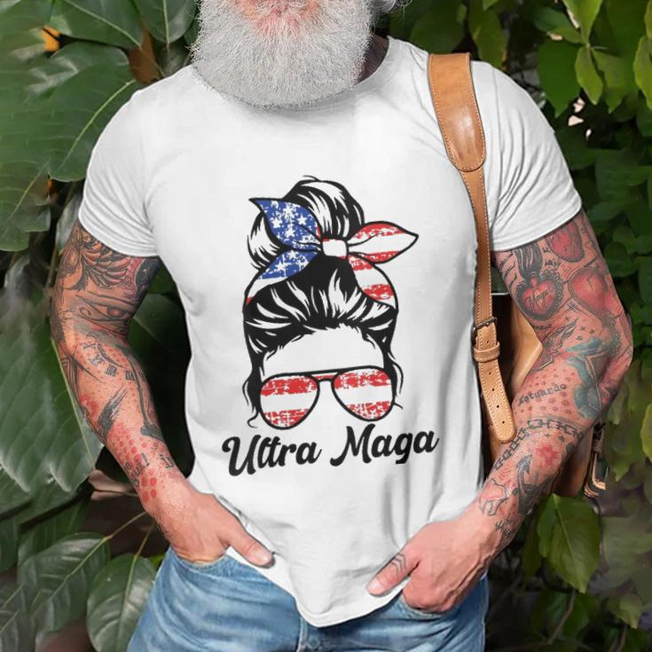 Womens Pro Trump Ultra Mega Messy Bun Unisex T-Shirt Gifts for Old Men