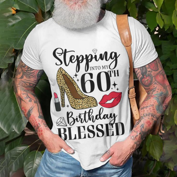 Womens Stepping Into My 60Th Birthday Blessed Womens 60 Years Old Unisex T-Shirt Gifts for Old Men