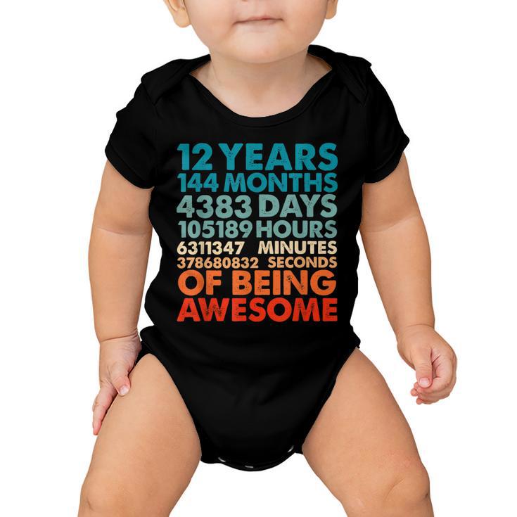 12 Years 144 Months Of Being Awesome 12Th Birthday Boys Kids Baby Onesie