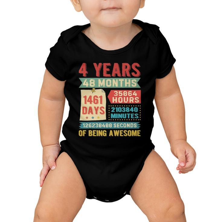 4Th Birthday For Girls Boys 4 Years Old Being Awesome Bday Baby Onesie