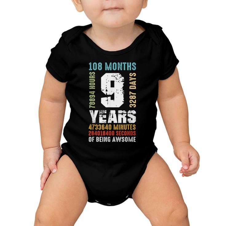 9 Years Being Awesome 9Th Birthday Gift Boy Girl  Baby Onesie