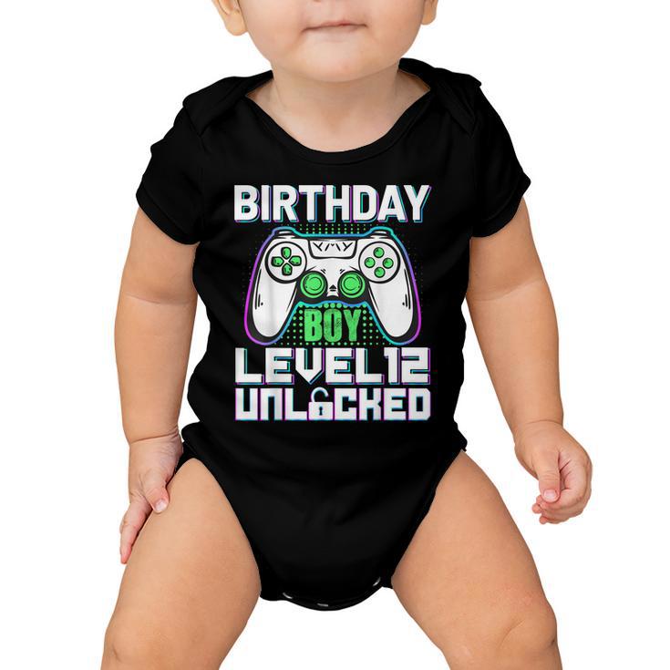 Gamer 12Th Birthday Boy Level Unlocked 12 Years Old Birthday  Baby Onesie