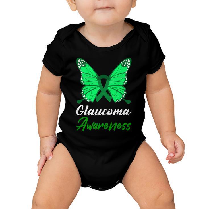 Glaucoma Awareness Butterfly  Green Ribbon  Glaucoma  Glaucoma Awareness Baby Onesie