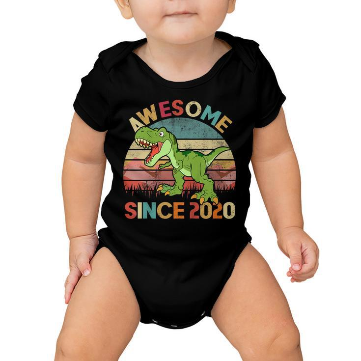 Kids Dinosaur 2Nd Birthday 2 Year Old Awesome Since 2020  Baby Onesie
