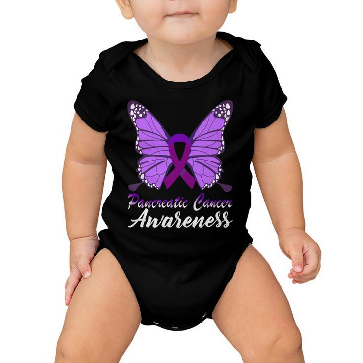 Pancreatic Cancer Awareness Butterfly  Purple Ribbon  Pancreatic Cancer  Pancreatic Cancer Awareness Baby Onesie