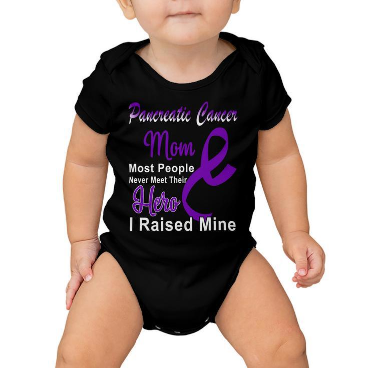 Pancreatic Cancer Mom Most People Never Meet Their Hero I Raised Mine  Purple Ribbon  Pancreatic Cancer  Pancreatic Cancer Awareness Baby Onesie