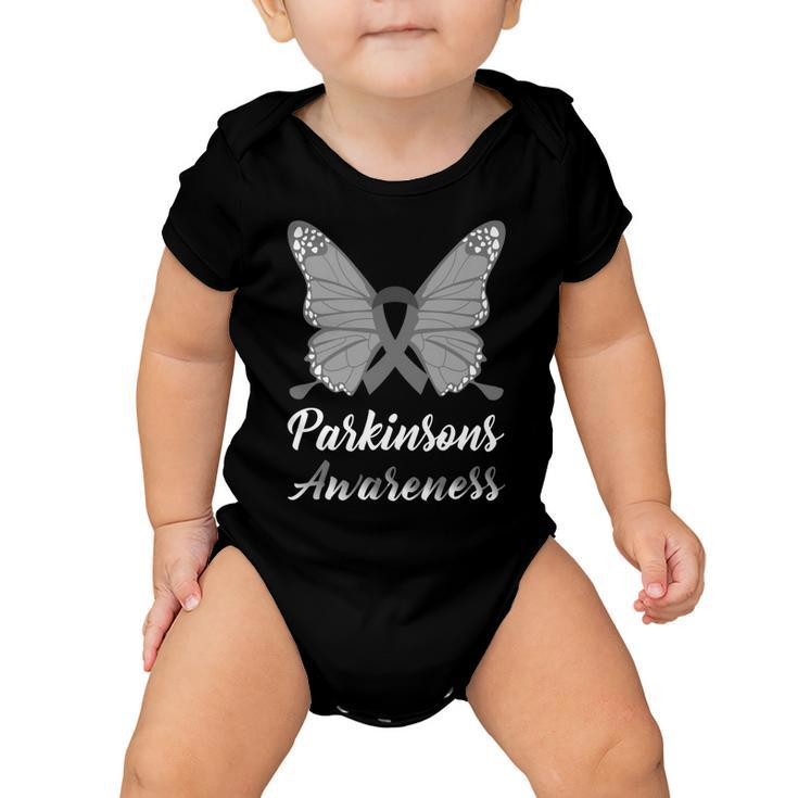 Parkinsons Awareness Butterfly  Grey Ribbon  Parkinsons  Parkinsons Awareness Baby Onesie